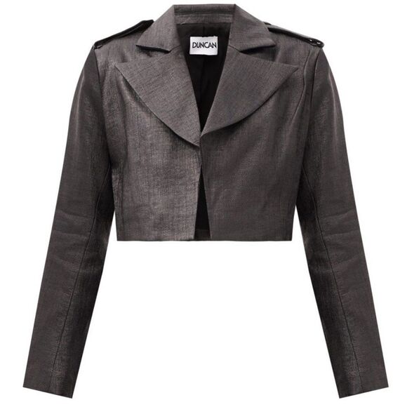 Michelle Duncan Cropped Coated Canvas Lady Godiva Jacket sz 2 - Picture 2 of 13